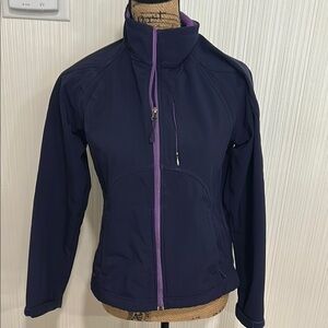 Double Diamond Women's Navy Ski Jacket with Purple Accents